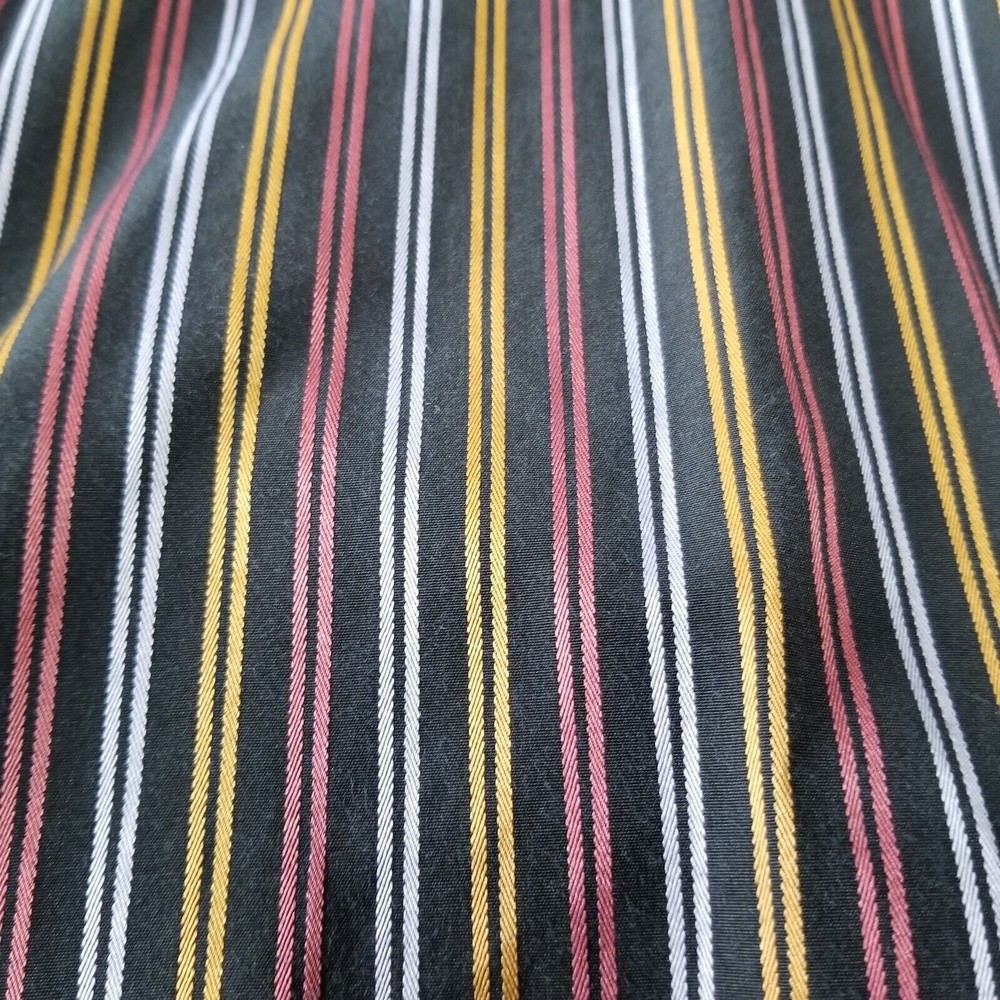 Men Dress Shirt Excalibur Black Size 44 Long Sleeve Button Up Striped - Picture 4 of 10